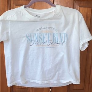 white, hollister crop top tshirt